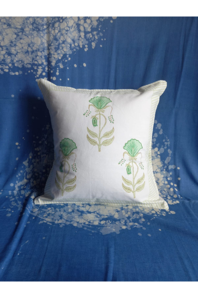 Cushion Cover - Green Morning Glories 